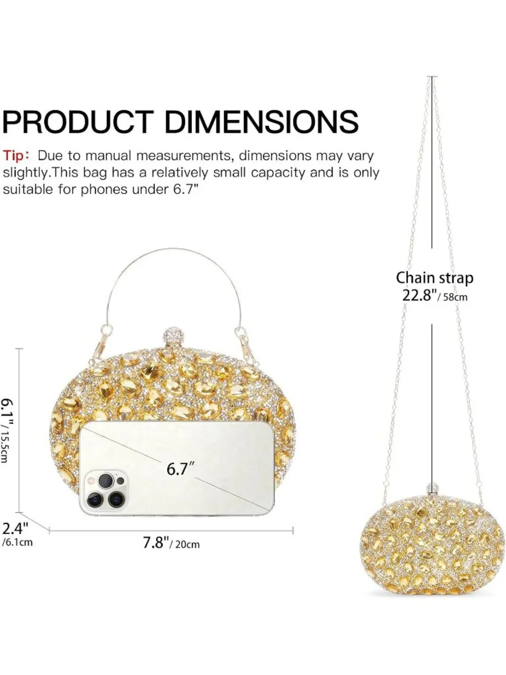 👜Women's Gold Rhinestone Clutch Purse Crystal Diamond Glitter Sparkly Handbag